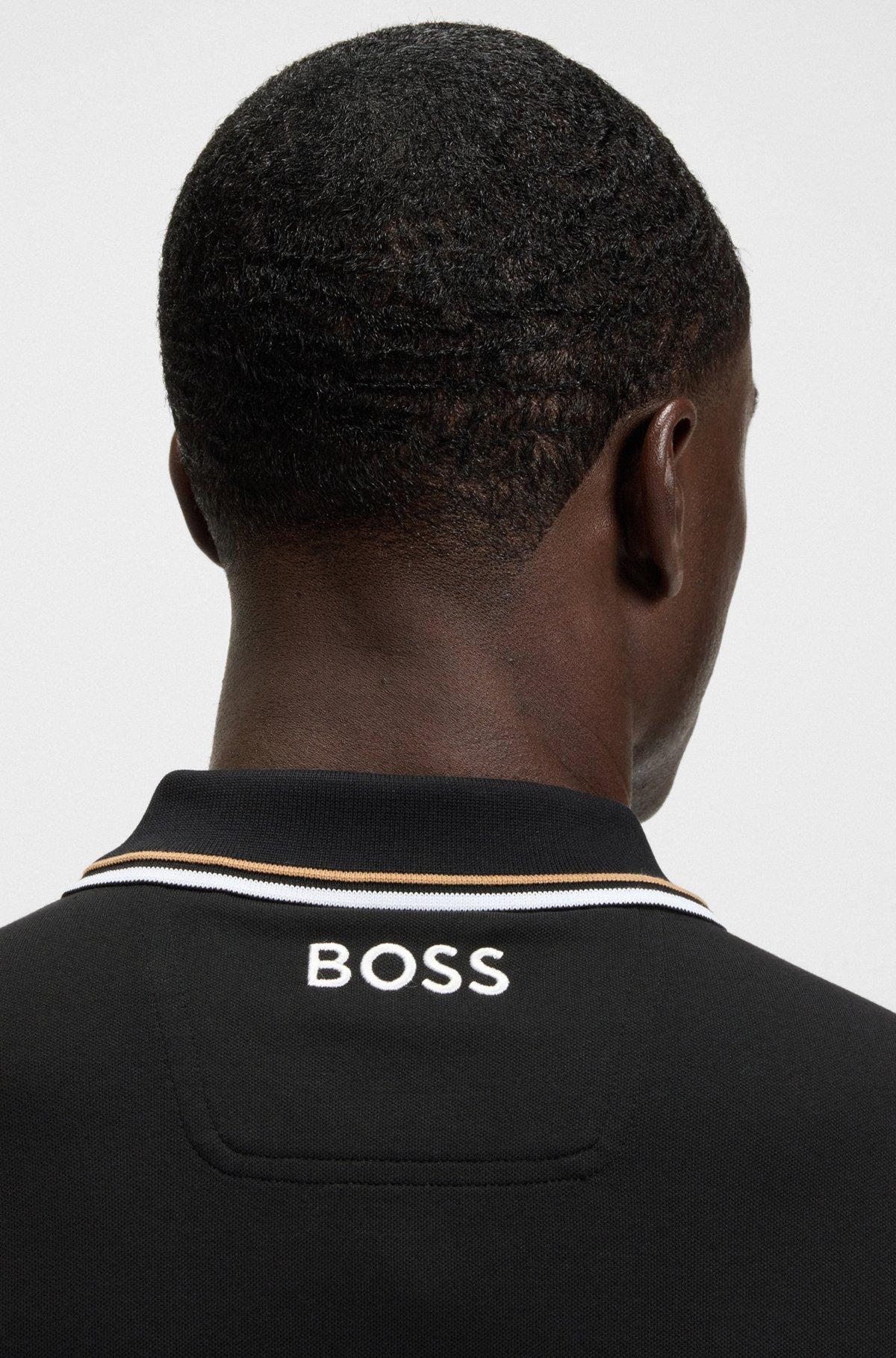 BOSS - Polo shirt with contrast logos - Black Product Image