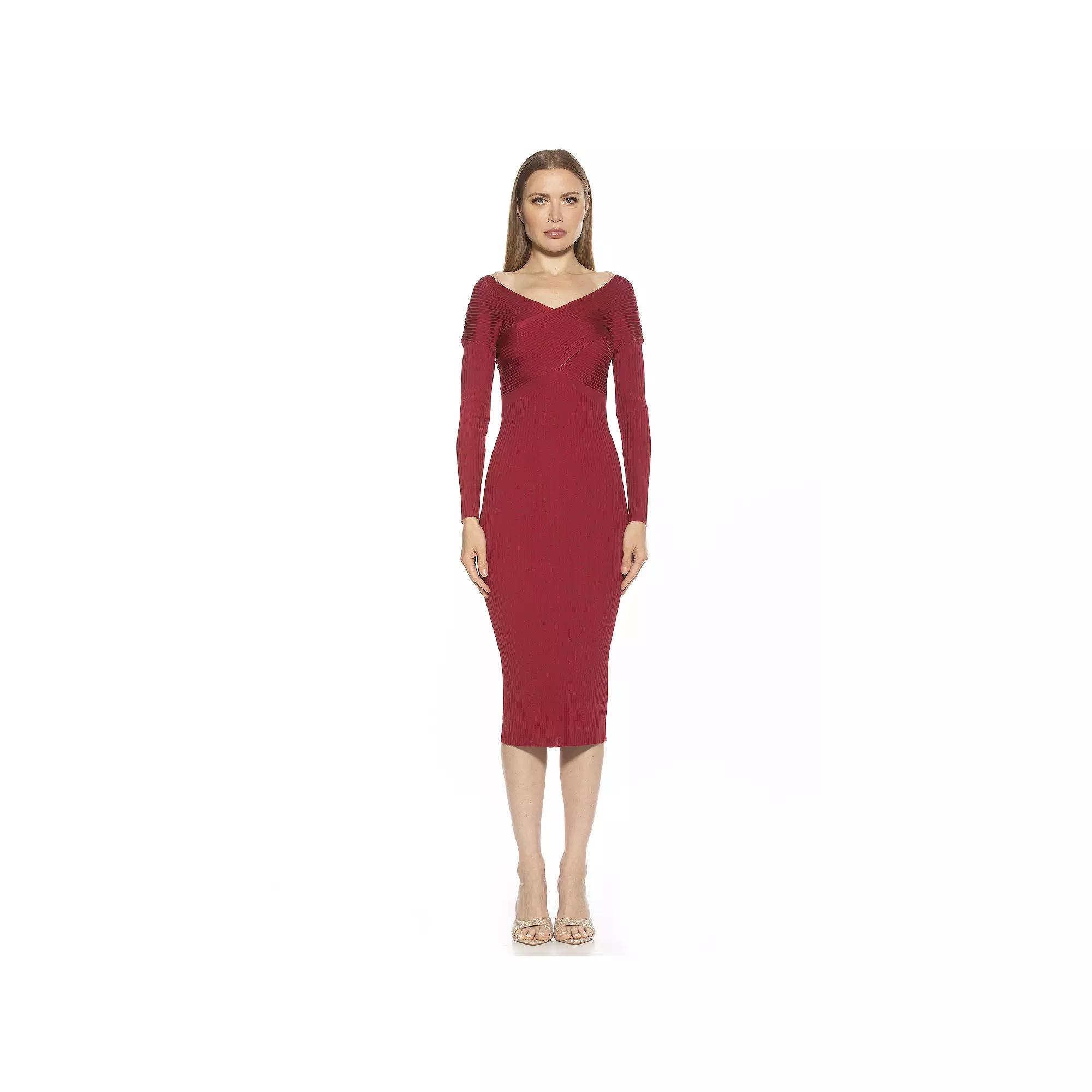 Women's ALEXIA ADMOR Christy Crossover Long Sleeve Ribbed Knit Dress,  Product Image