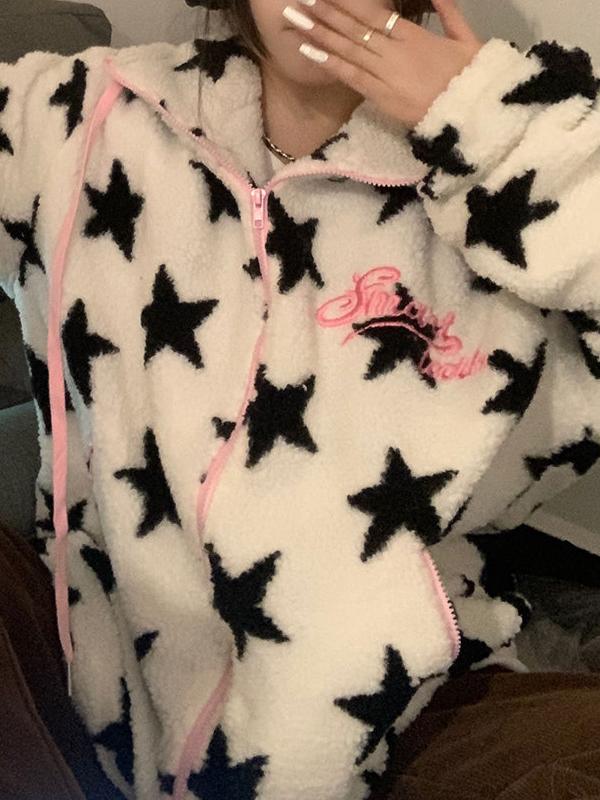 All Over Star Jacquard Hooded Jacket Product Image