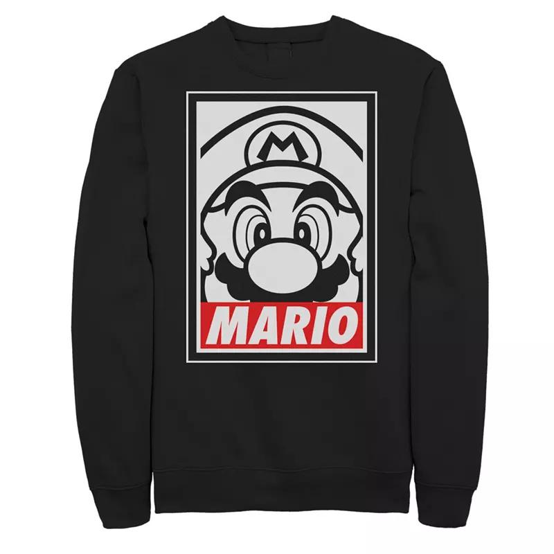 Men's Nintendo Mario Black & White Portrait Fleece,  Product Image
