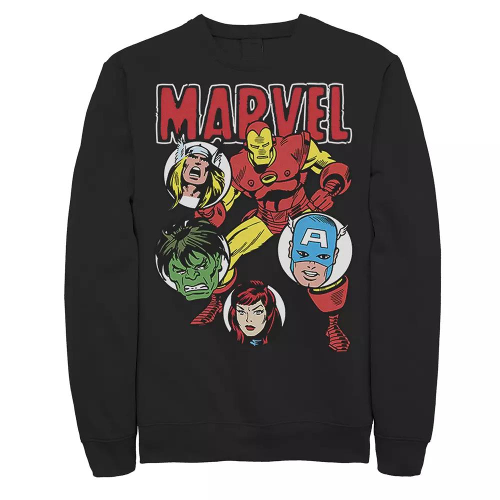 Men's Marvel Avengers Classic Group Shot Circles Sweatshirt, Size: XXL, Black Product Image