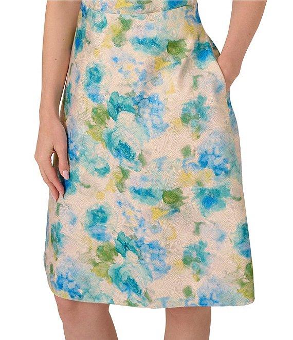 Adrianna Papell Asymmetrical Beck Floral Jacquard Fit & Flare Party Dress Product Image