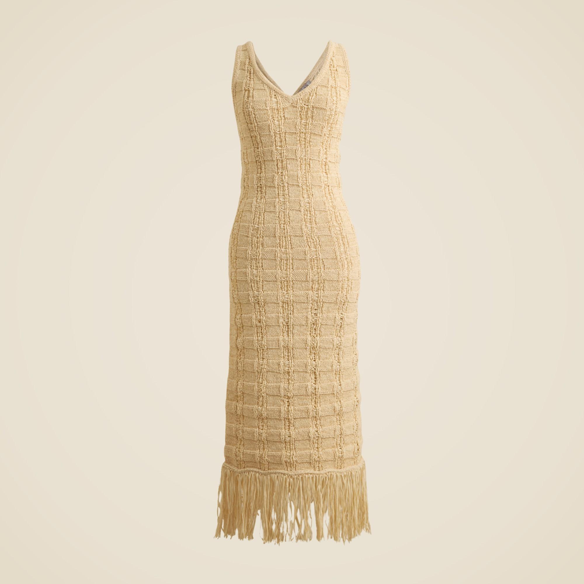 Fringe-trim sweater-dress Product Image