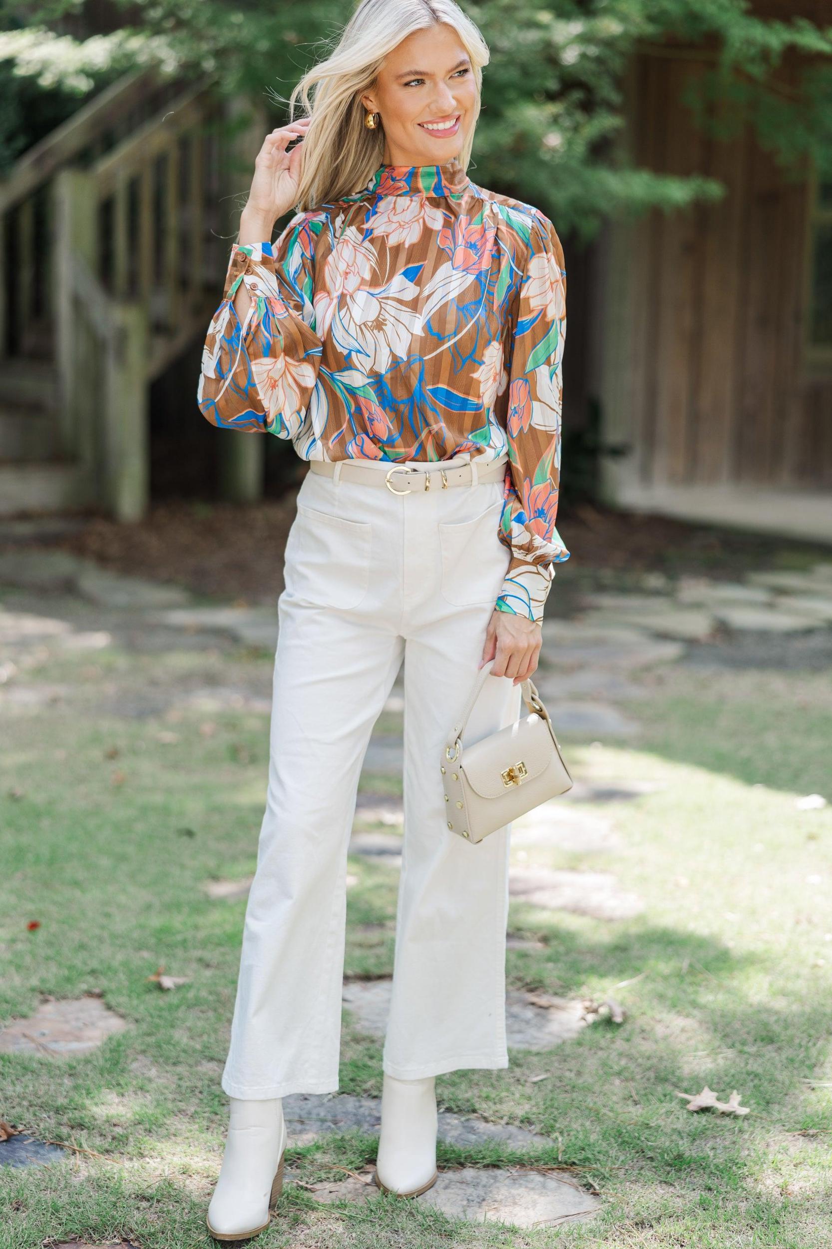 Think It Through Brown Floral Blouse Female Product Image