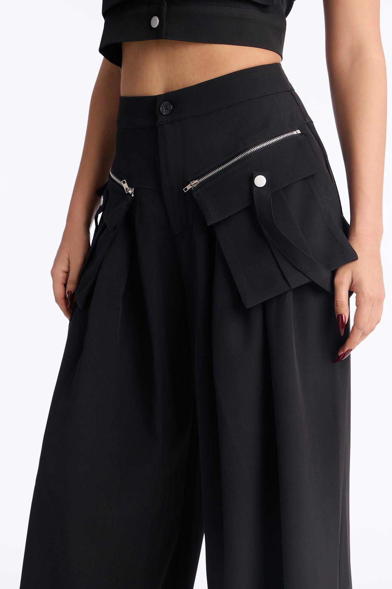 Yara Cargo Wide Leg Pant Set - Black Female Product Image