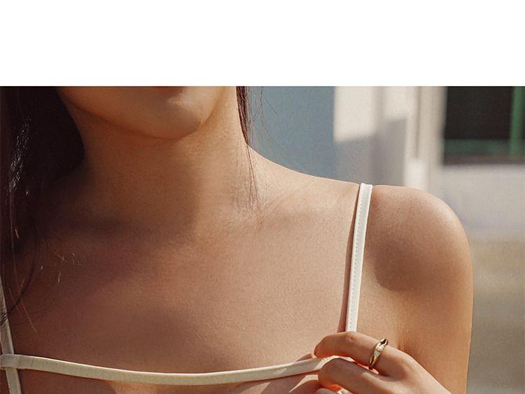 Spaghetti Strap Plain Swimsuit Product Image