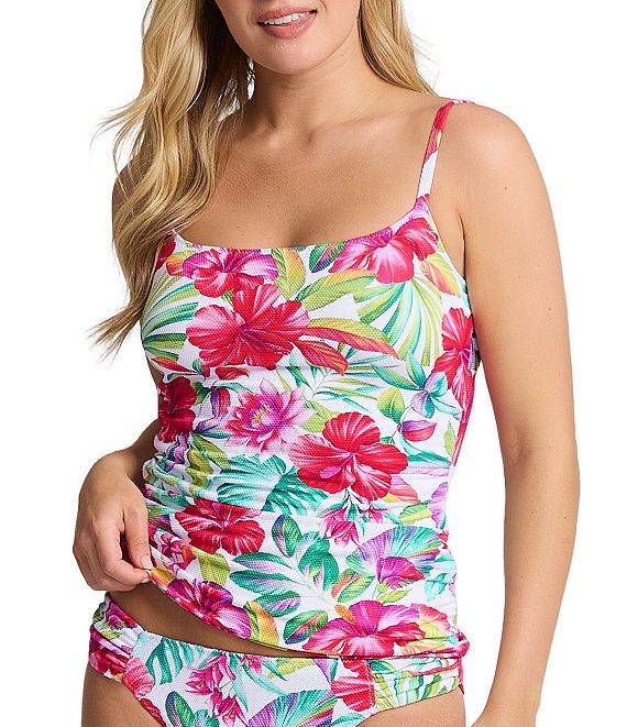 Tommy Bahama Island Cays Fiesta Floral Print Textured Side Shirred Reversible Hipster Swim Bottom Product Image