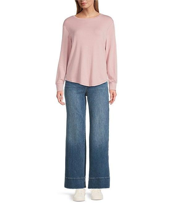 Westbound Petite Size Long Sleeve Crew Neck Knit Tee Product Image