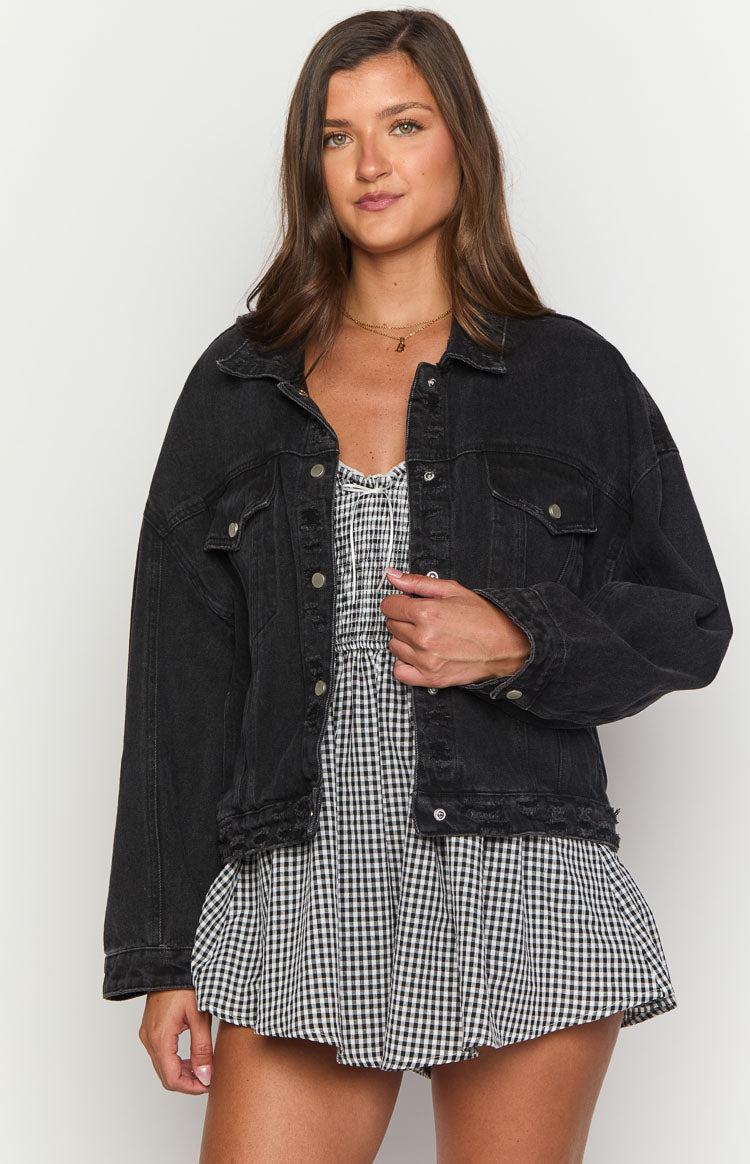 Hugo Black Oversized Denim Jacket Girls Product Image
