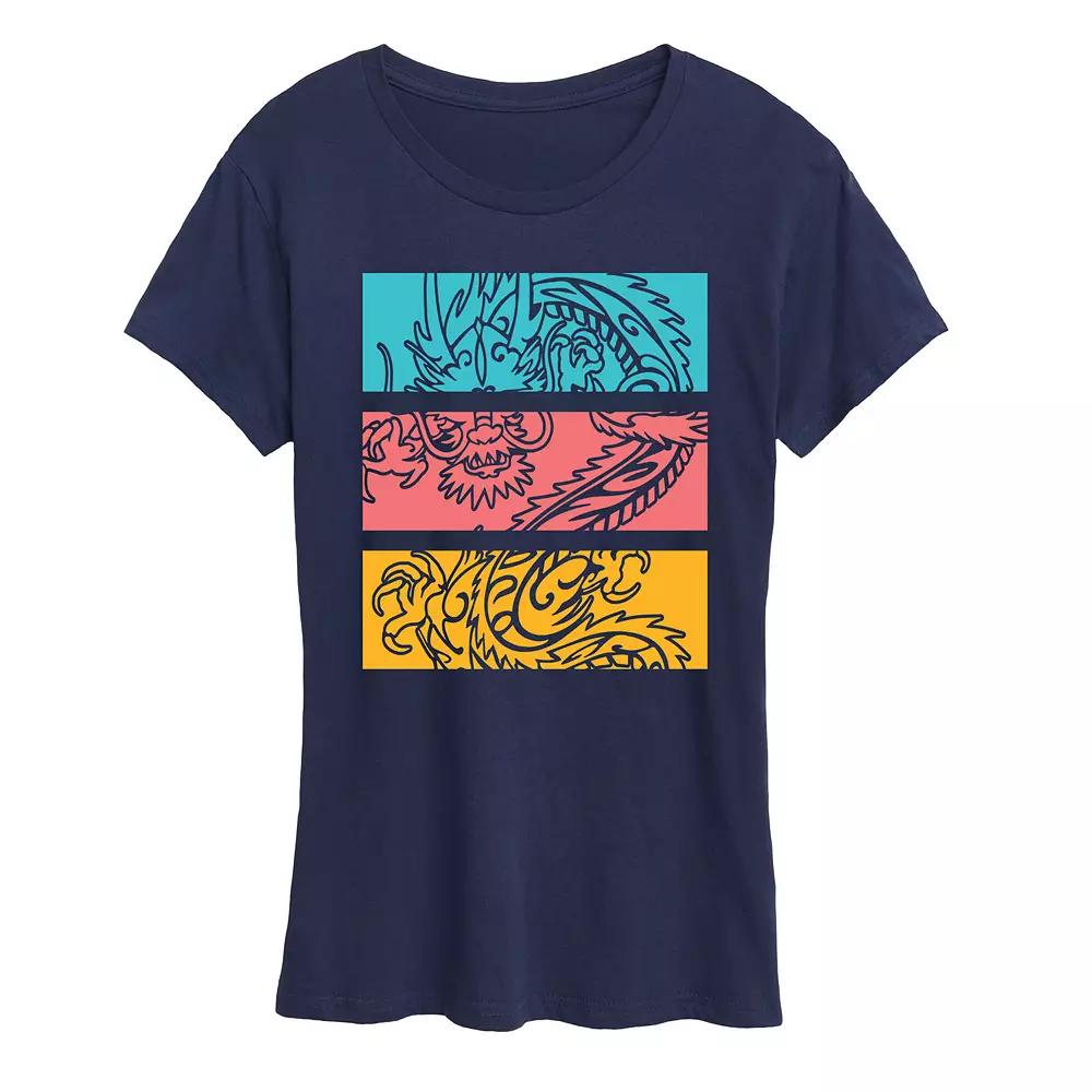 Women's Colorblock Dragon Graphic Tee,  Product Image