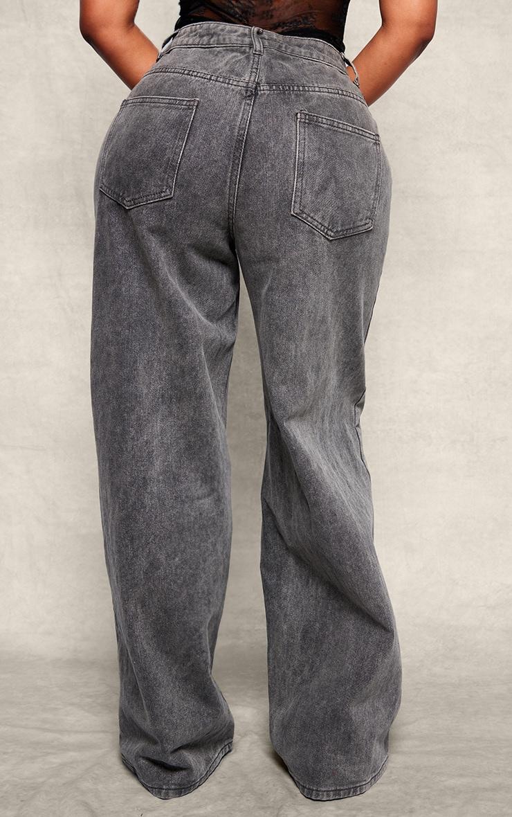 Shape Light Grey Foldover Waist Wide Leg Jeans Product Image