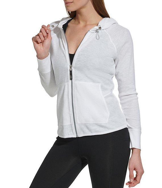 DKNY Sport by Donna Karan Long Sleeve Full Zip Mini Slub Waffle Pocketed Hoodie Product Image