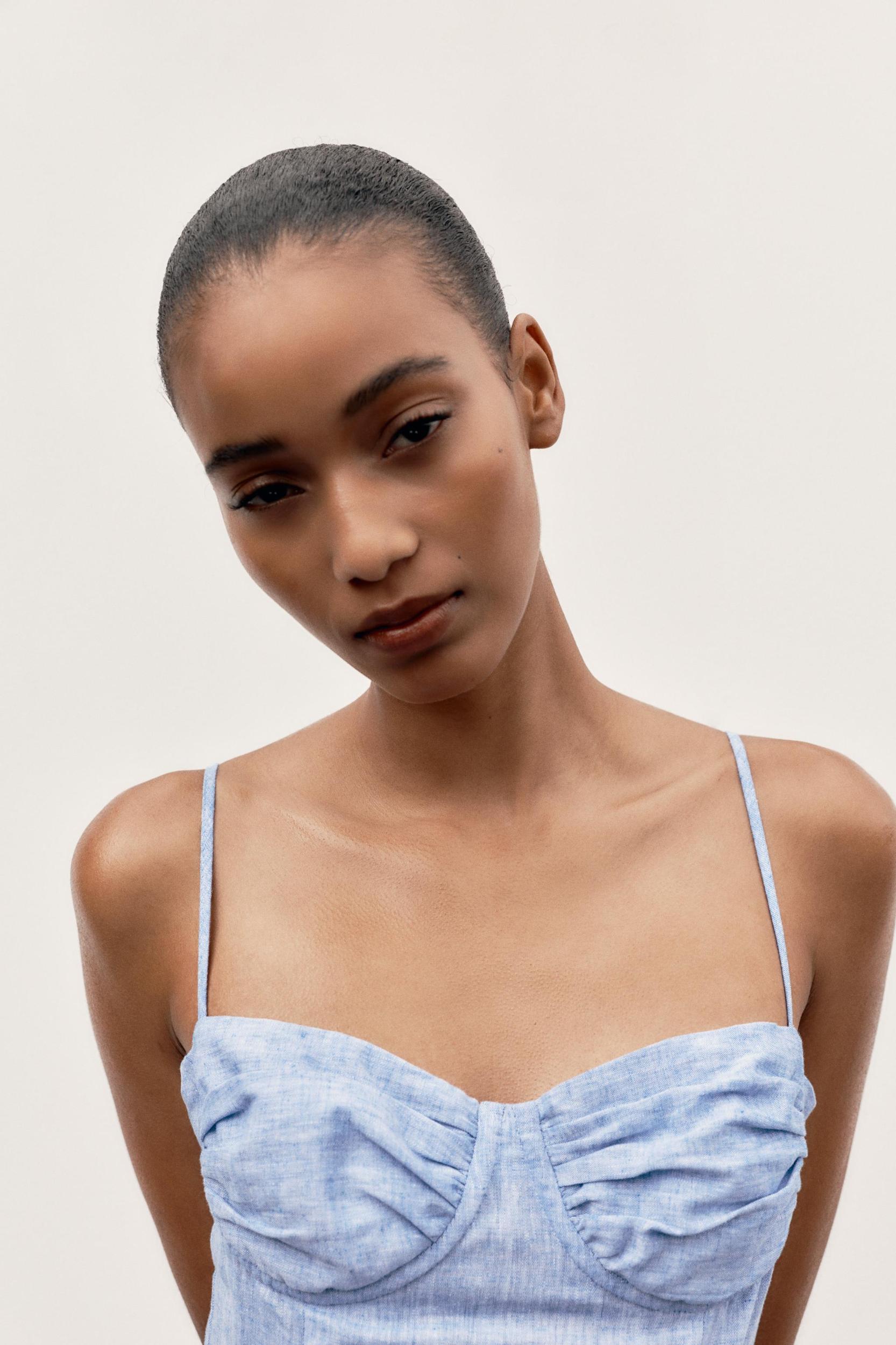 LINEN MIDI CORSET DRESS Product Image