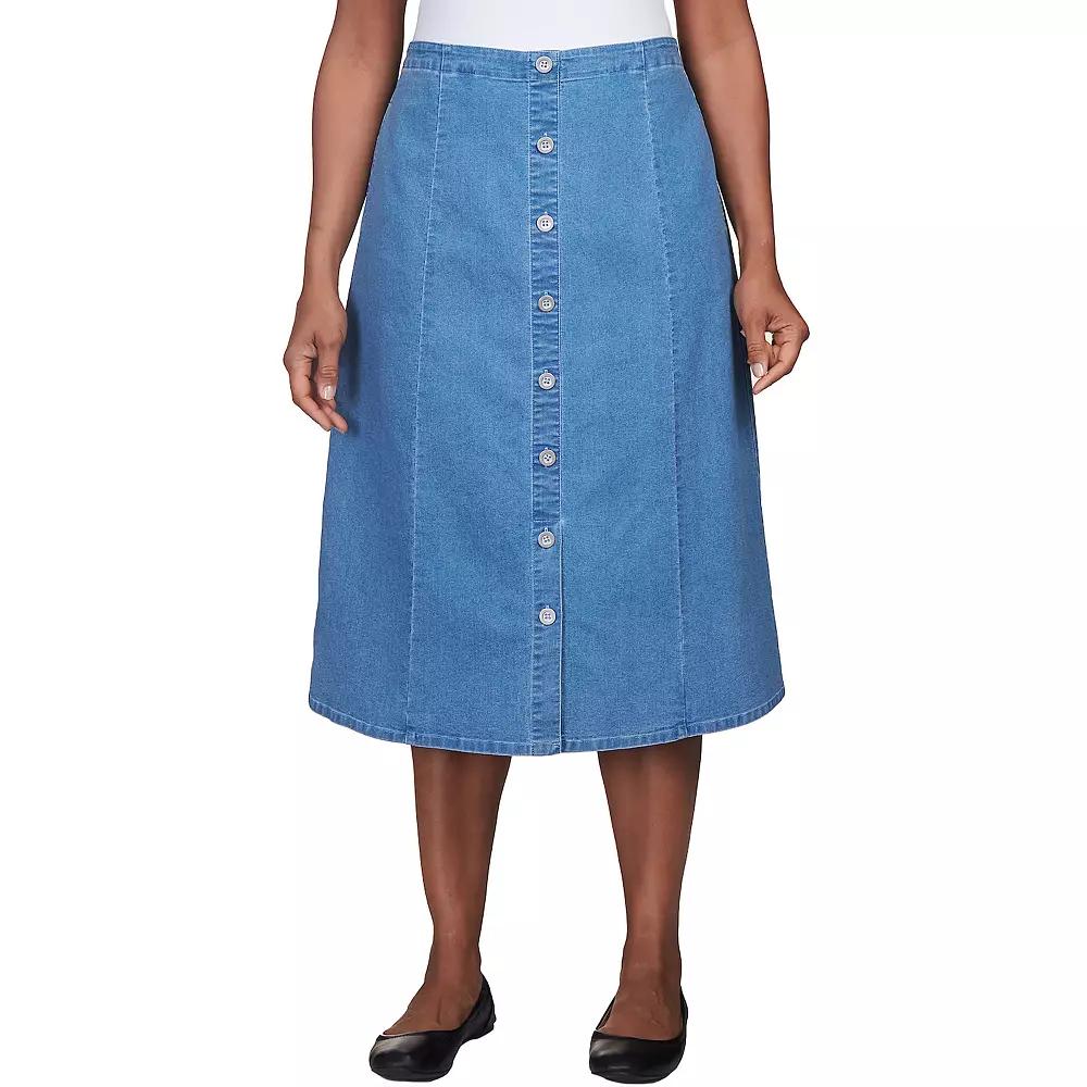 Petite Alfred Dunner Paneled Midi Denim Skirt, Women's,  Product Image