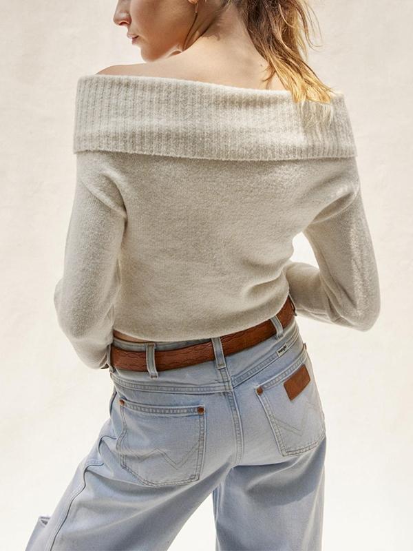 Solid Off Shoulder Sweater Product Image