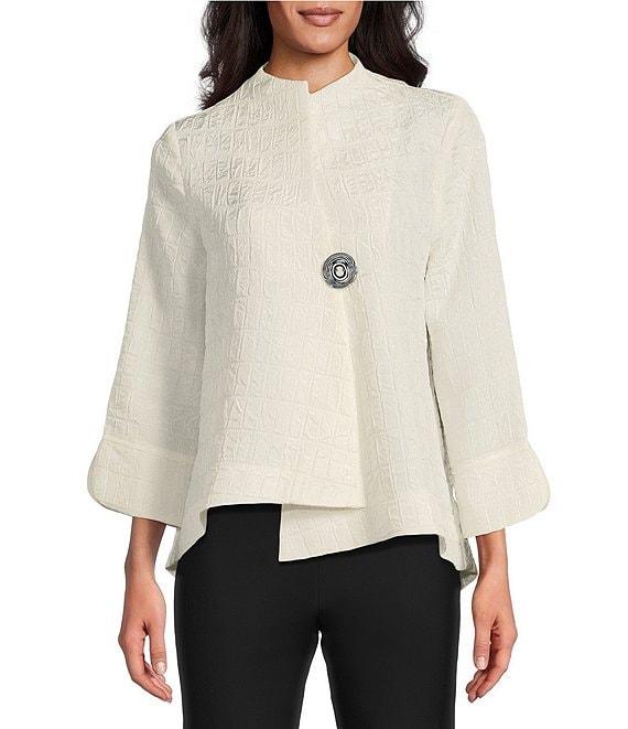 IC Collection Crinkle Woven High Neck Bracelet Sleeve Asymmetrical Jacket Product Image