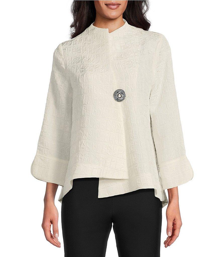 IC Collection Crinkle Woven High Neck Bracelet Sleeve Asymmetrical Jacket Product Image