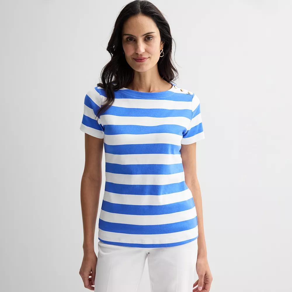 Women's Croft & Barrow® Button Shoulder Tee,  Product Image