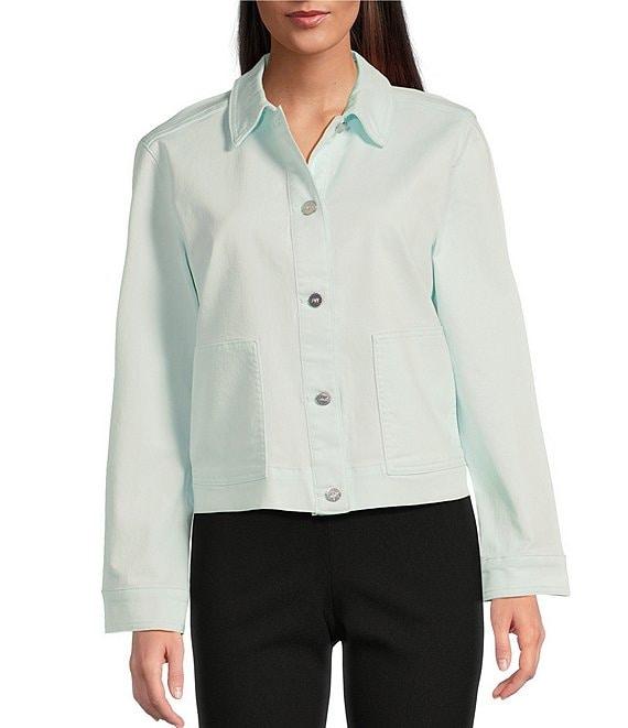 Jones New York Point Collar Patch Pocket Denim Jacket Product Image