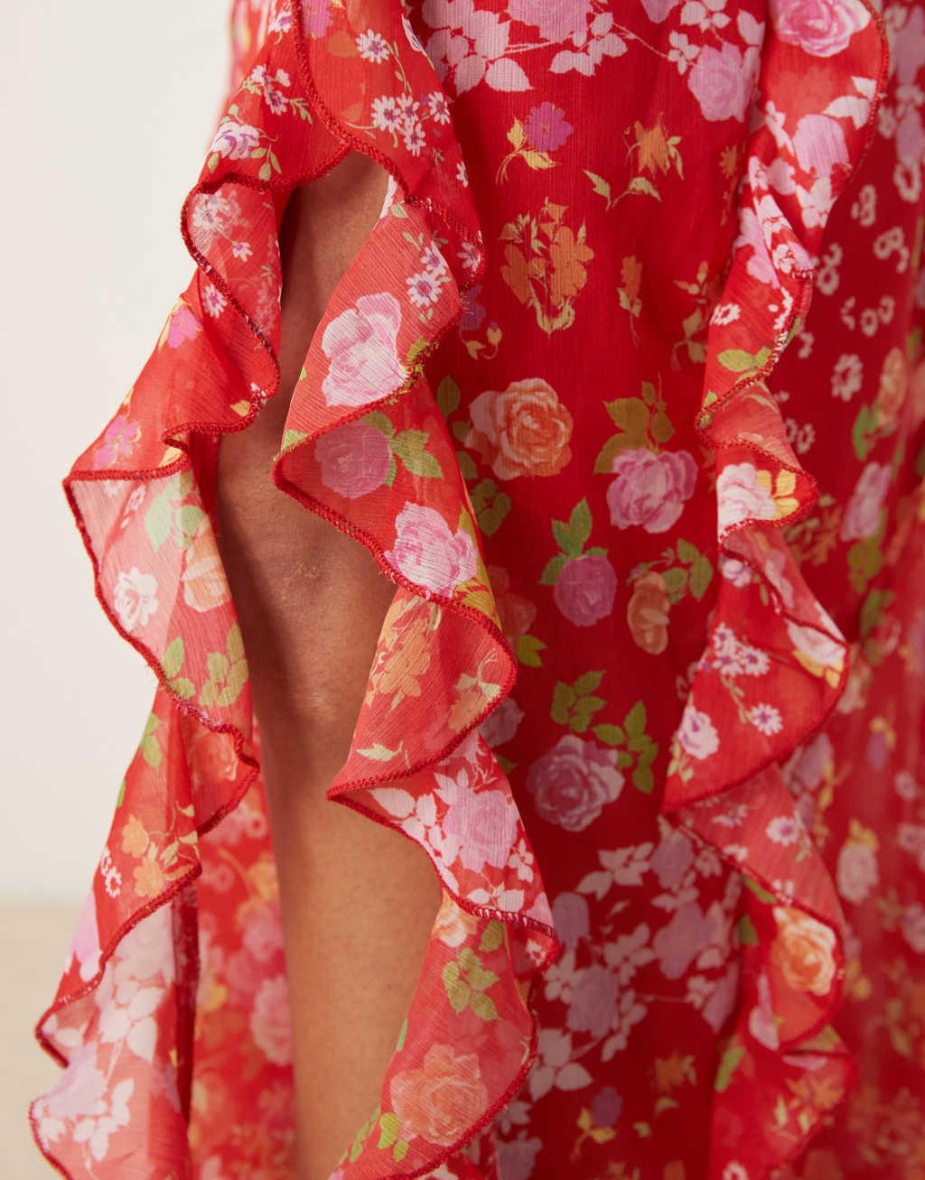 ASOS DESIGN Tall chiffon ruffle maxi skirt in floral print Product Image