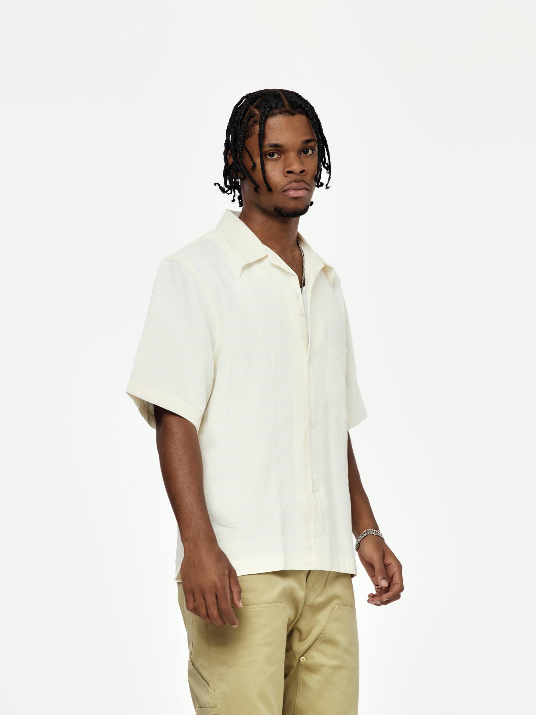 Highlife Bowling Shirt (White/ Blue Stripe) Product Image