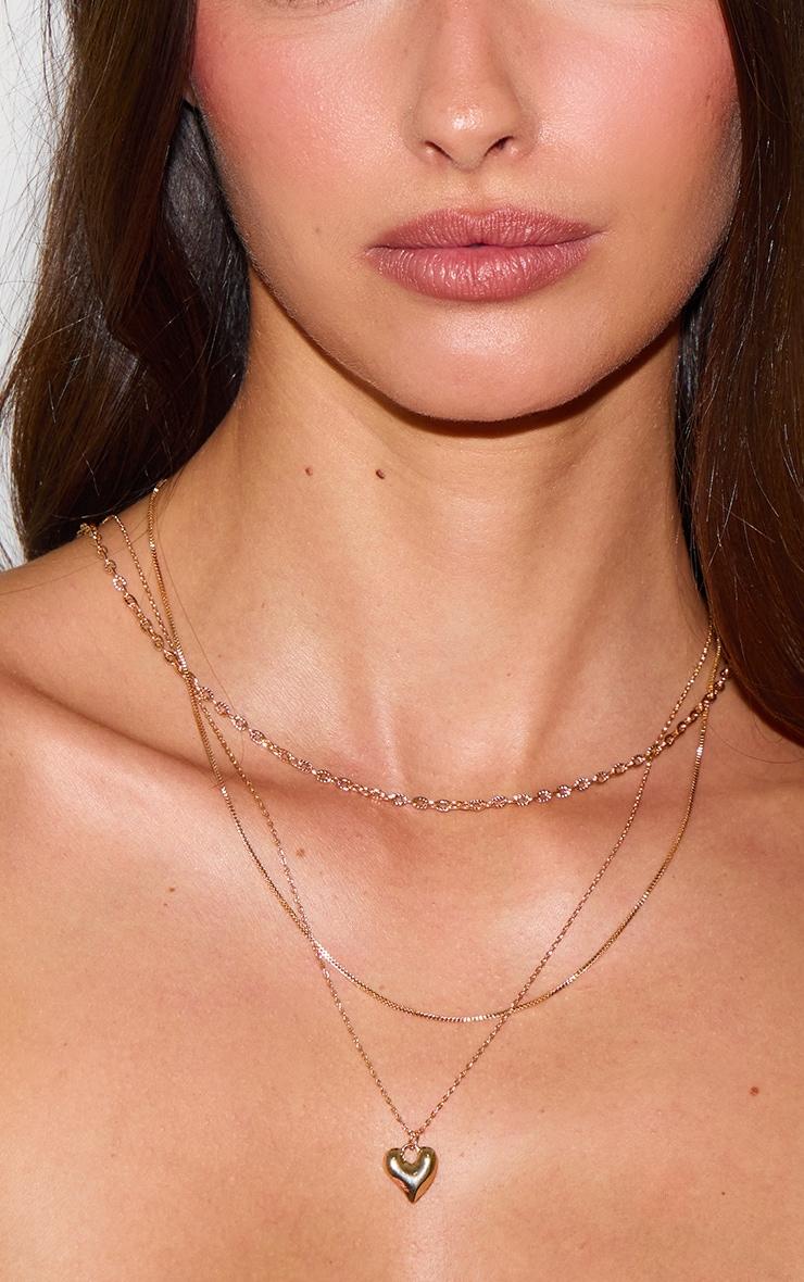 Gold Abstract Pendant Layered Necklace Product Image