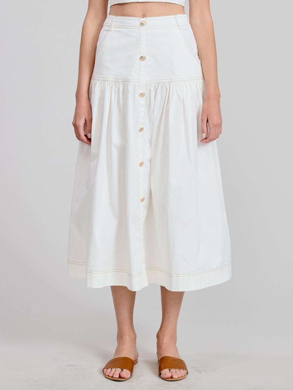 Button Detail Midi Skirt Product Image