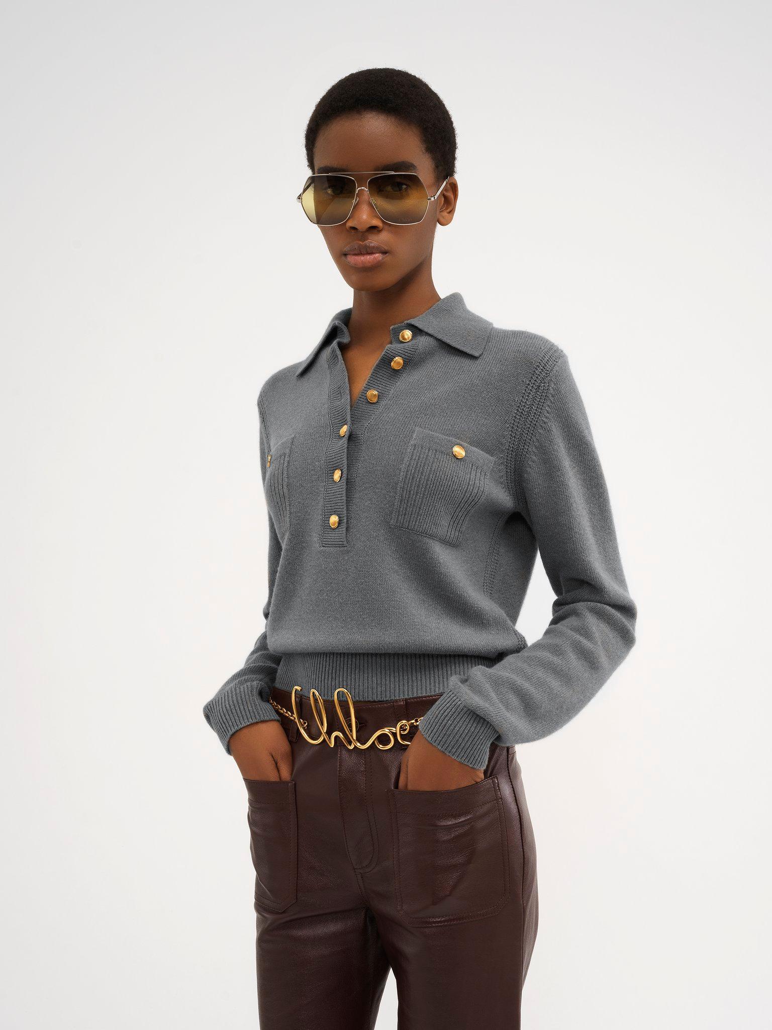 Polo sweater in wool & cashmere Product Image