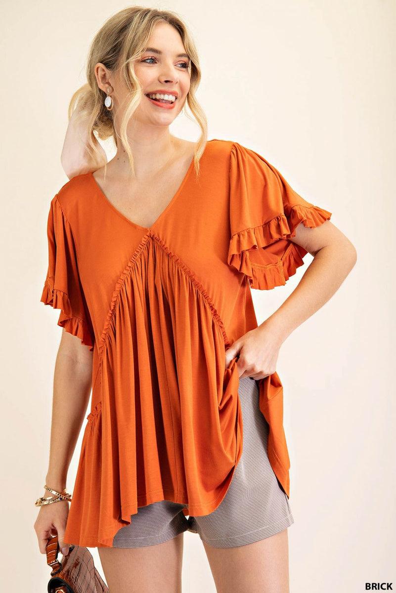 7275   Gracie Bell Sleeve Ruffle Top - Reg & Plus! Product Image