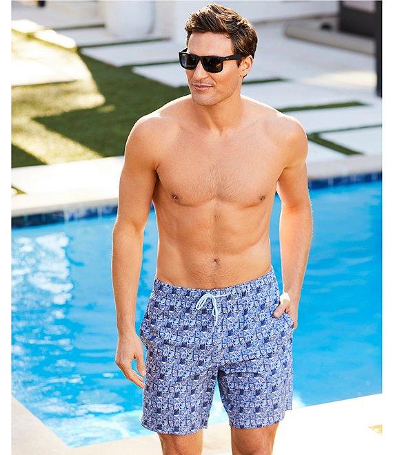 Caribbean Batik Geo 8#double; Inseam Swim Trunks Product Image