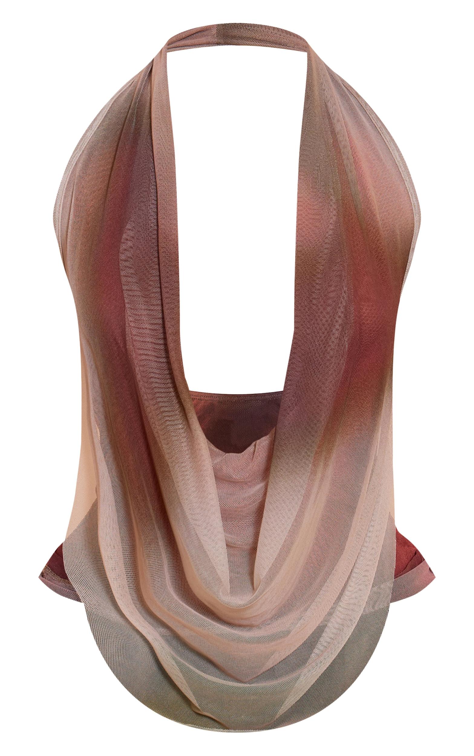 Multi Printed Mesh Halter Neck Top Product Image