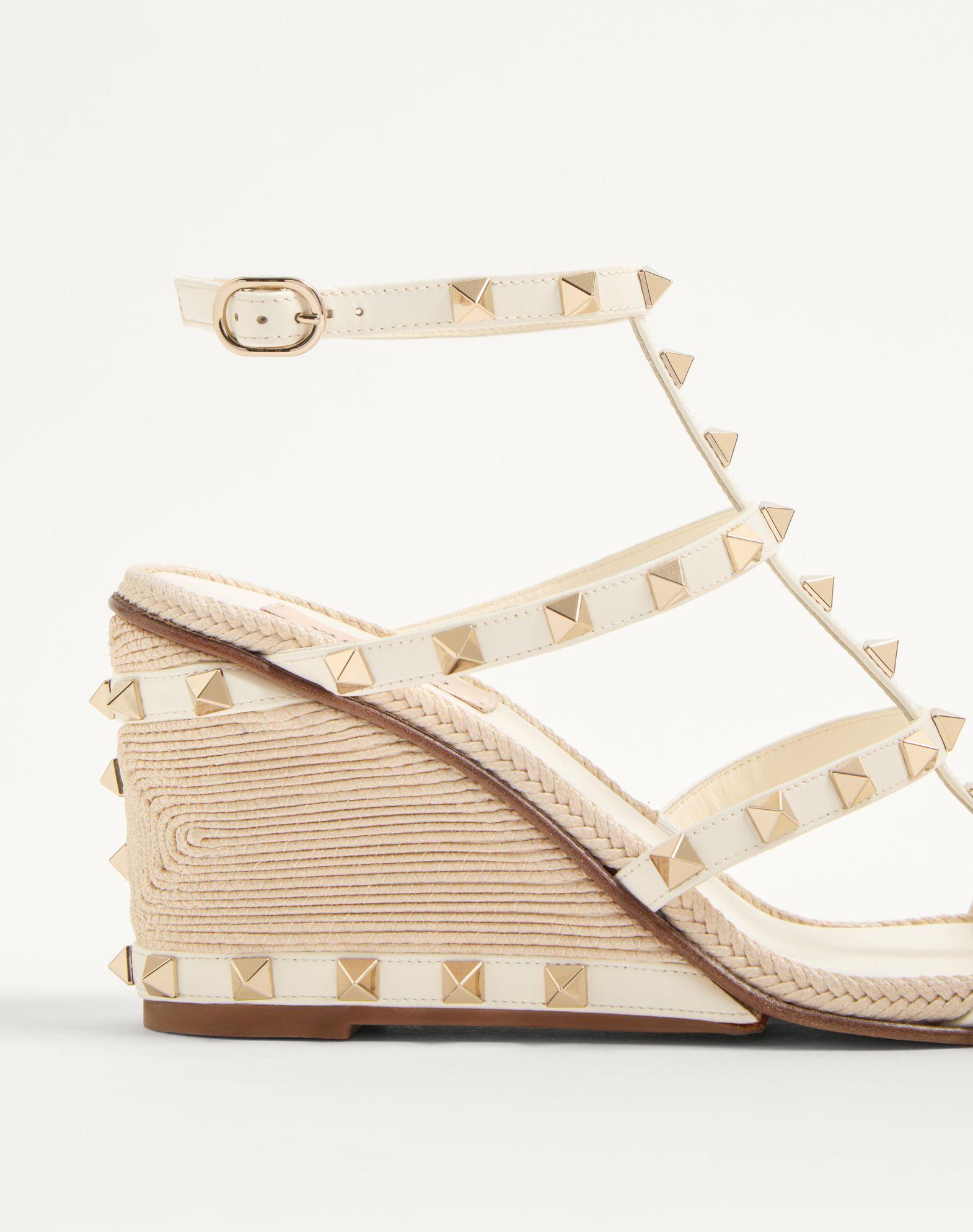Rockstud Wedge Sandal In Calfskin With Cornely Embroidery 80Mm Product Image