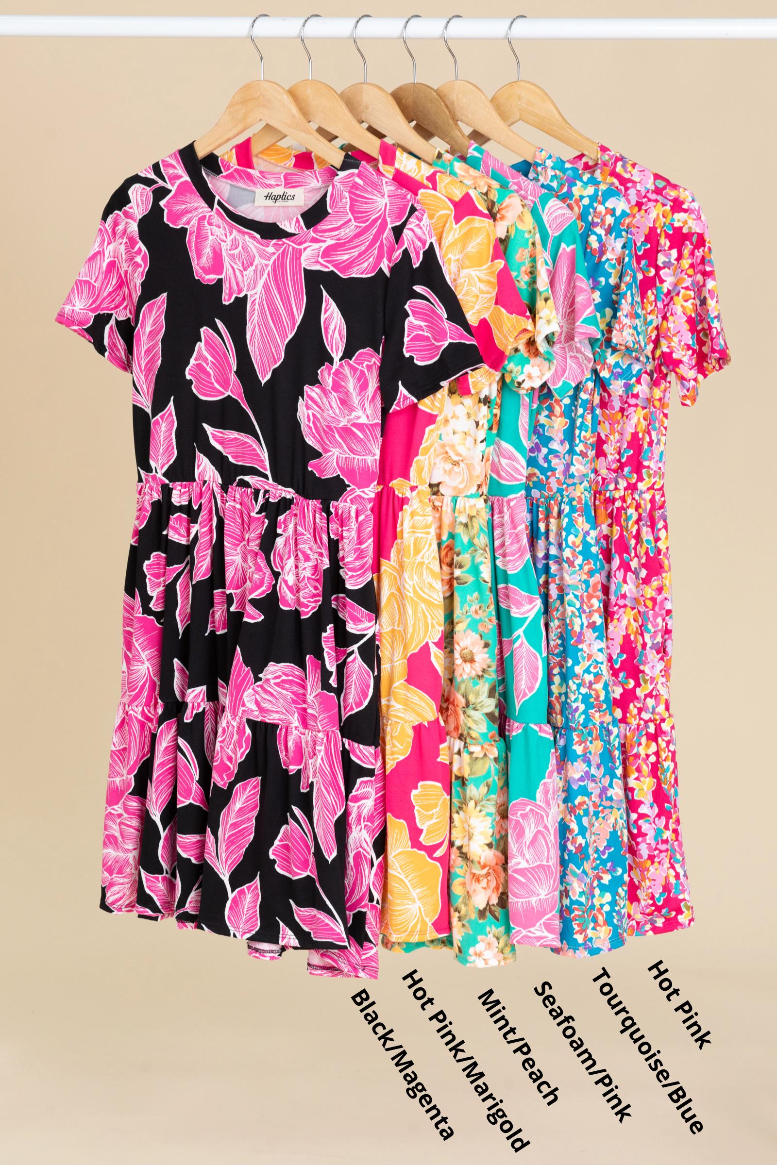 Fit And Flare Floral Dresses With Pockets Product Image
