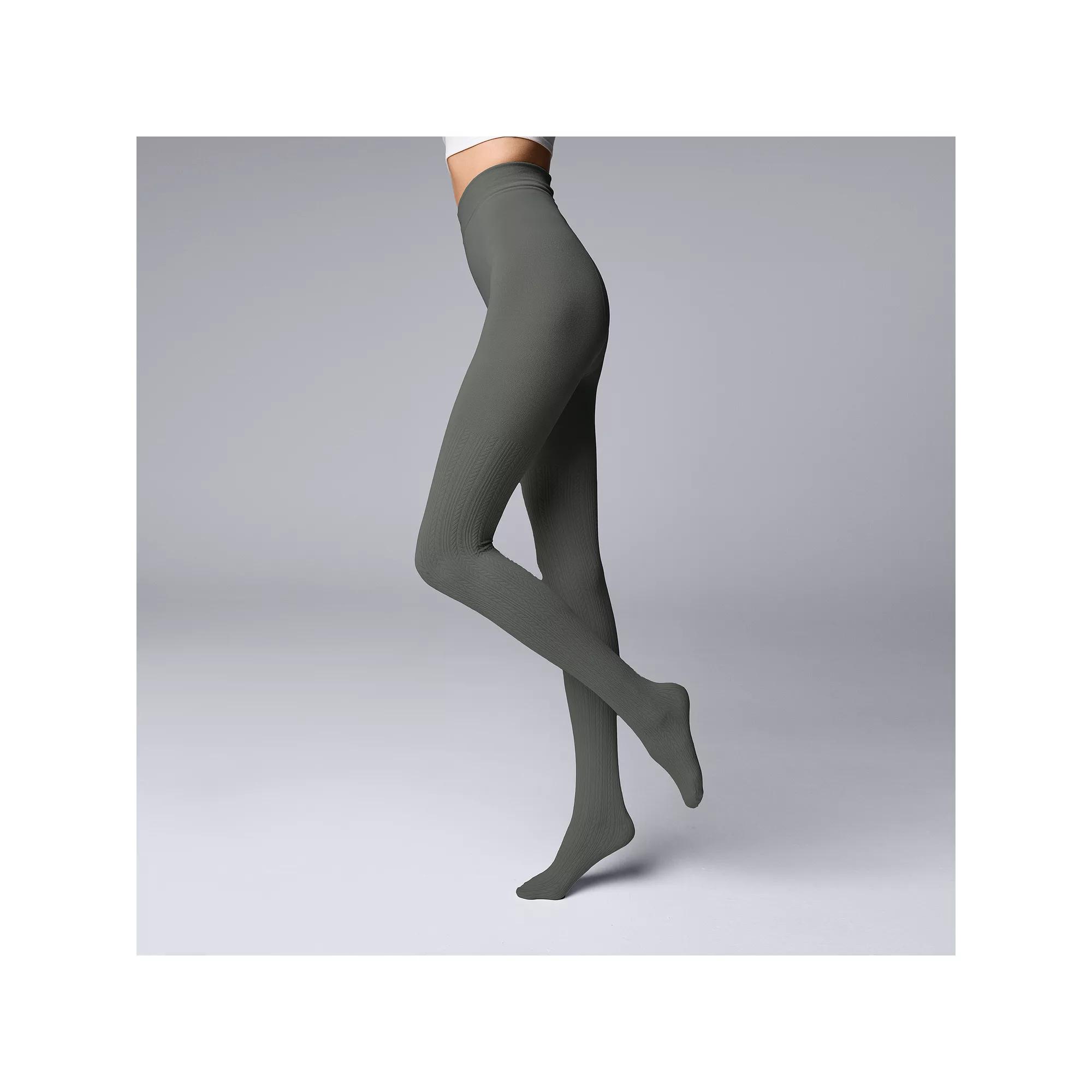 Women's Simply Vera Vera Wang Cable Knit Fleeced Lined Tights,  Product Image