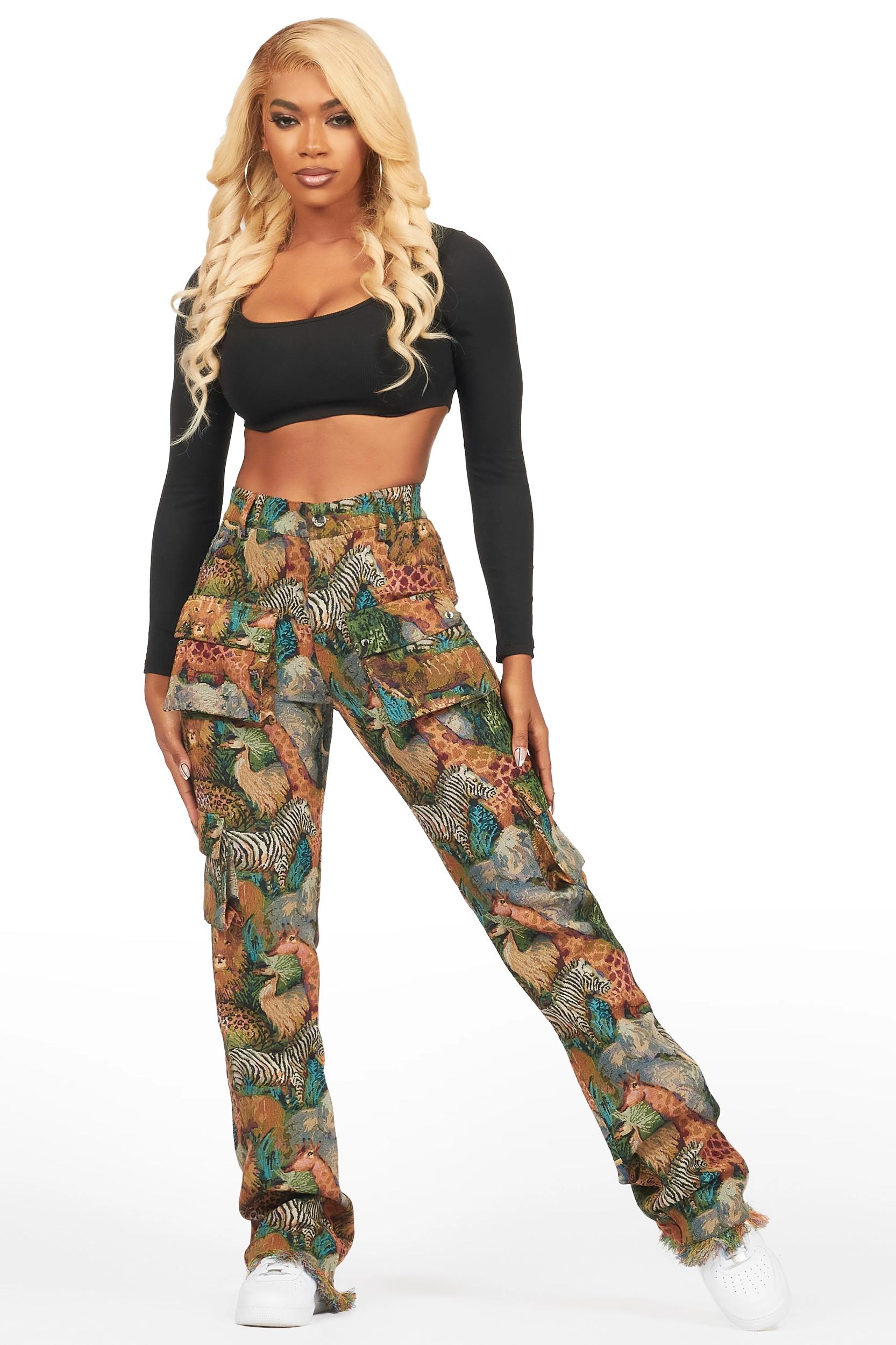 Channa Multi Animal Print Cargo Tapestry Pant Female Product Image