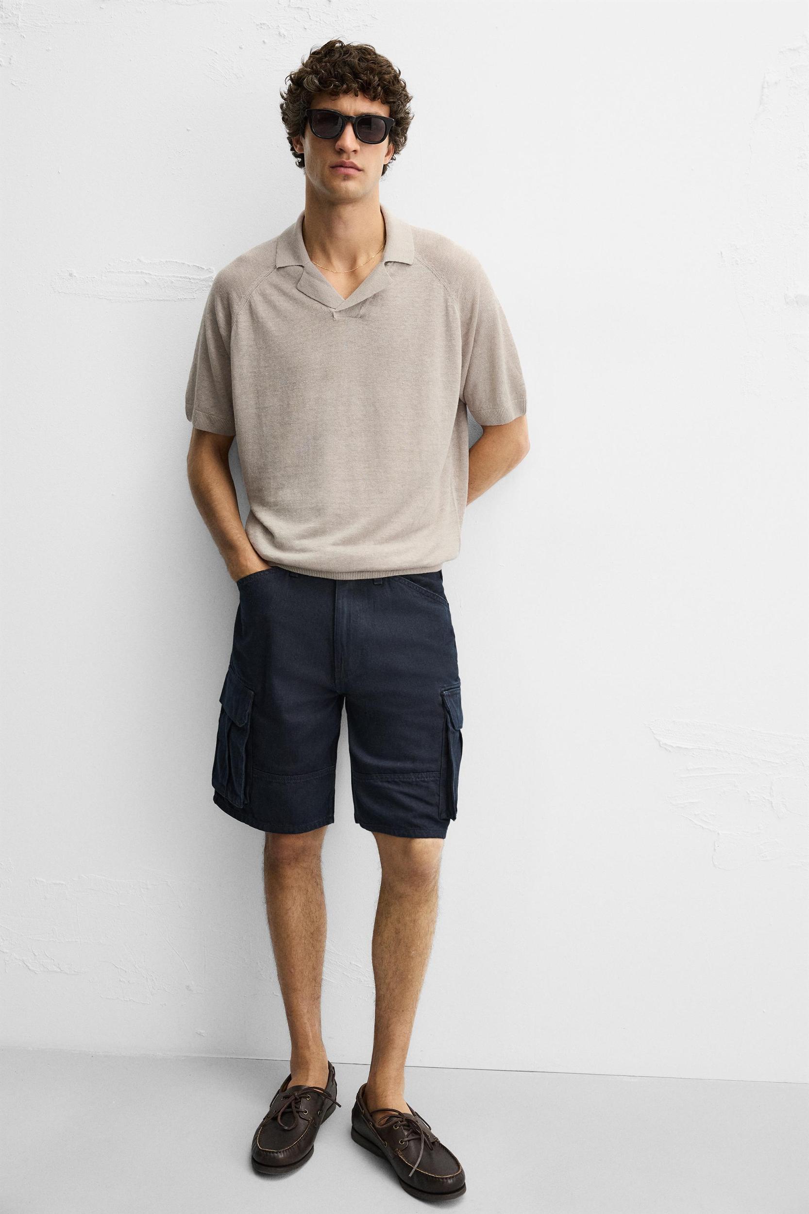 COTTON-LYOCELL CARGO SHORTS Product Image