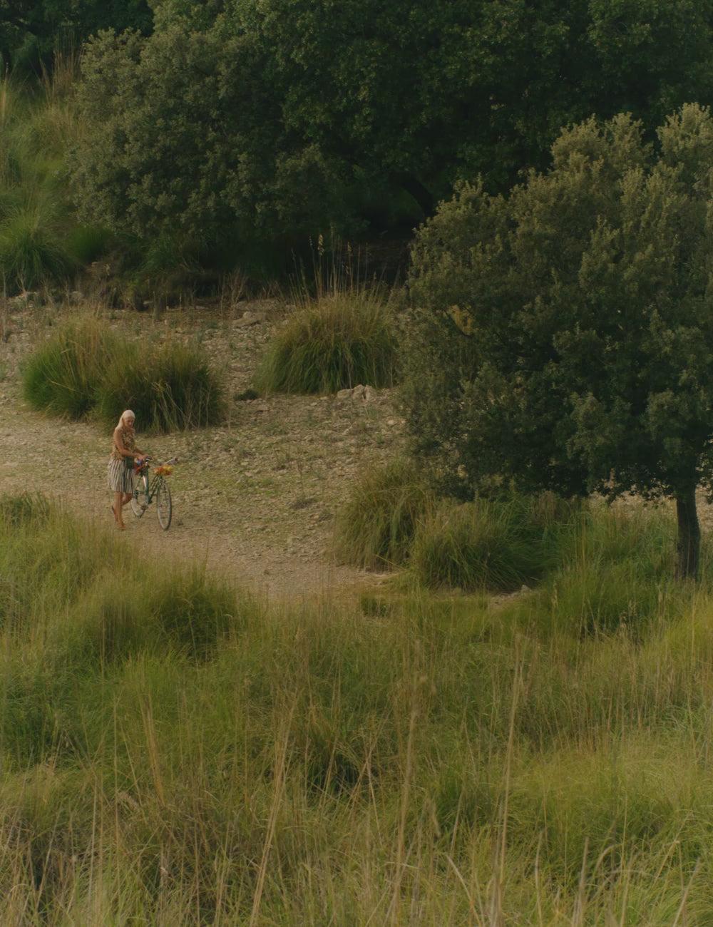 Wave Stripe Block Print Cotton Shorts | Ecru/Chocolate Product Image
