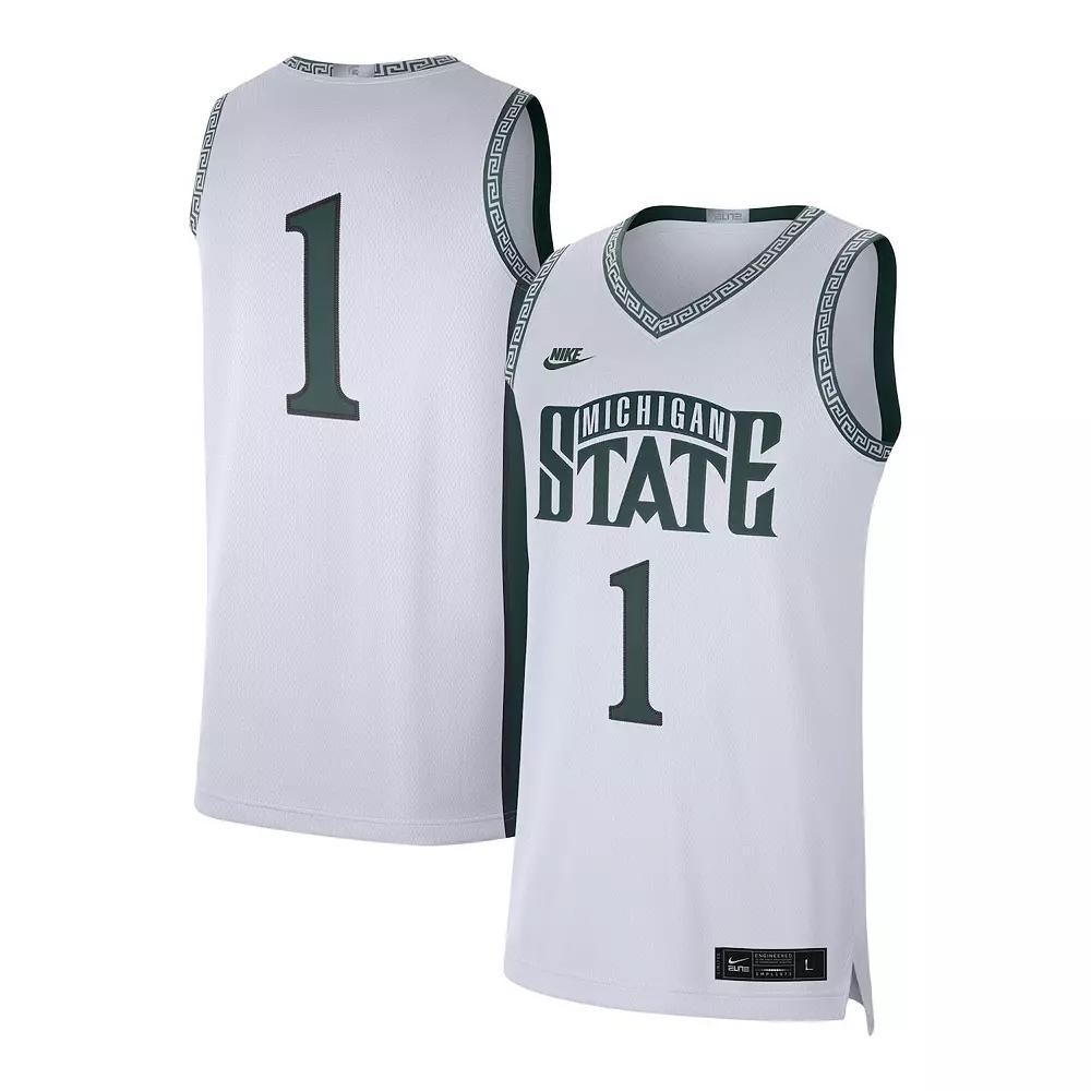 Men's Jordan Brand #1 White Michigan State Spartans Limited Authentic Jersey, Size: XL Product Image