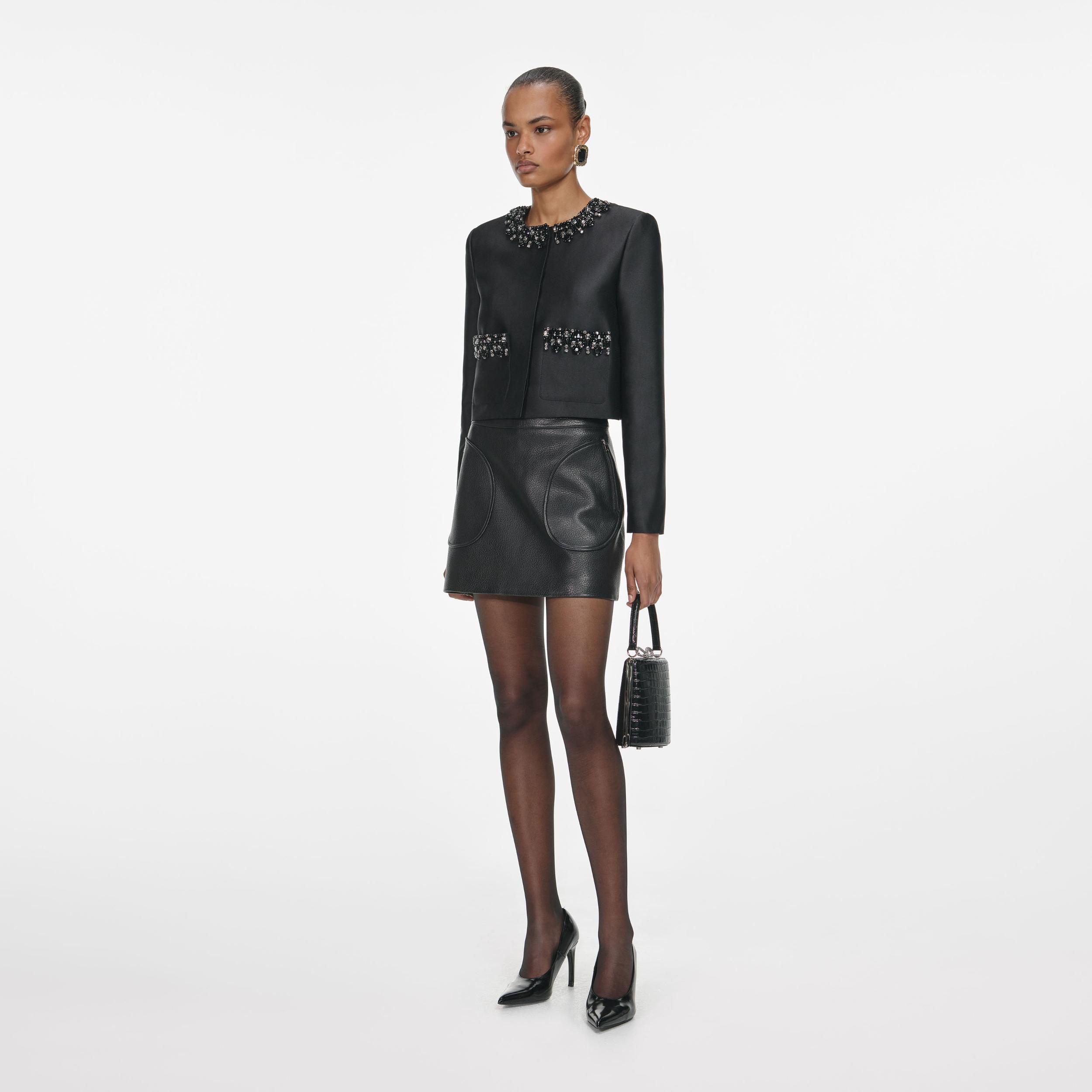 Black Leather Mini Skirt Product Image