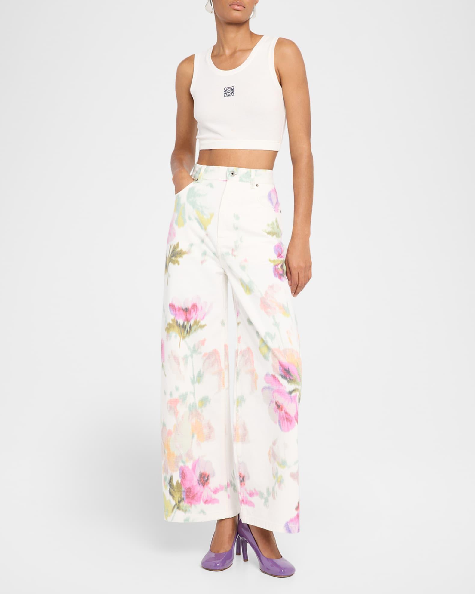 Floral-Print Wide-Leg Jeans Product Image