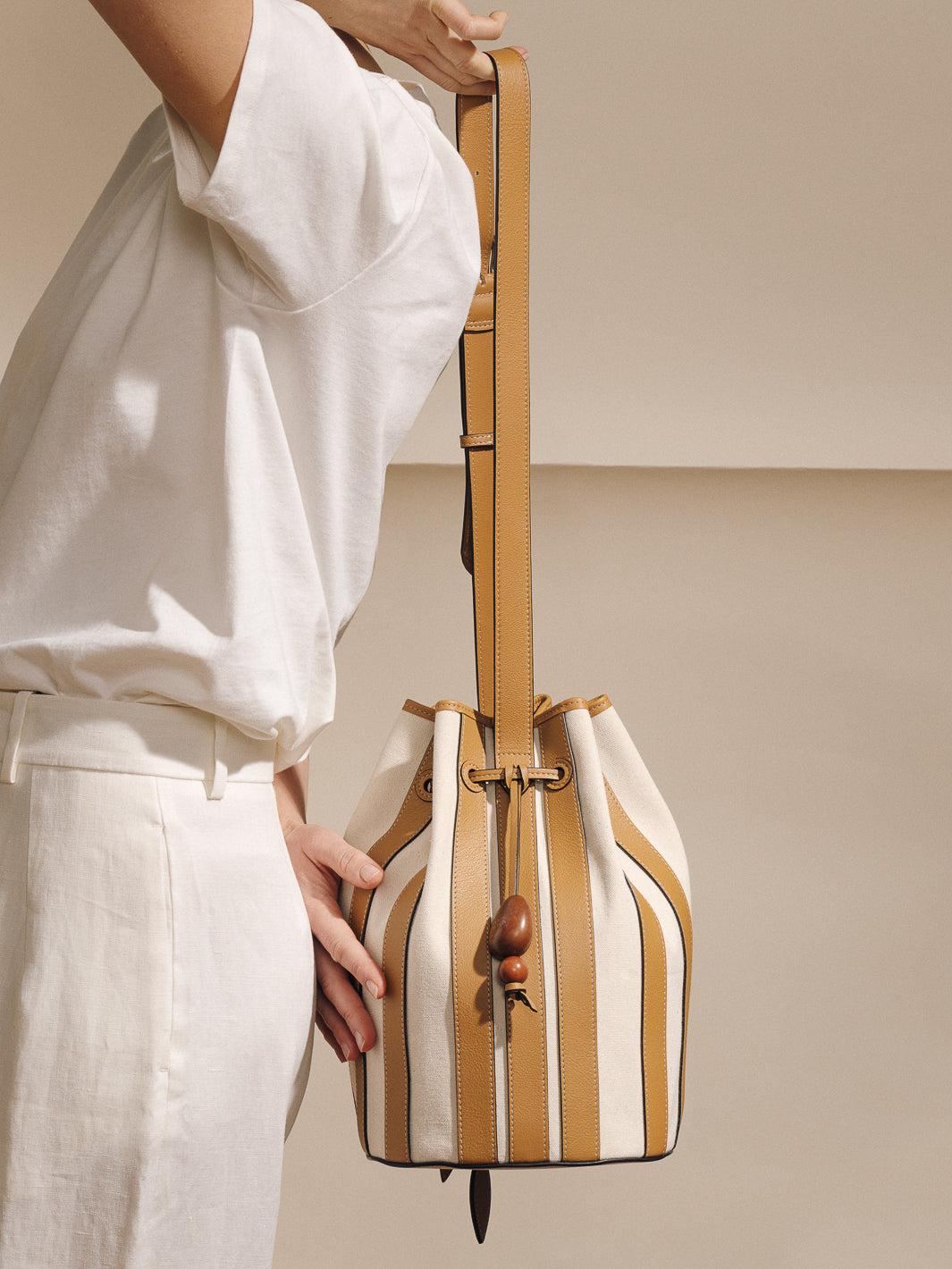 The Extra Large Drawstring in Striped Canvas Product Image