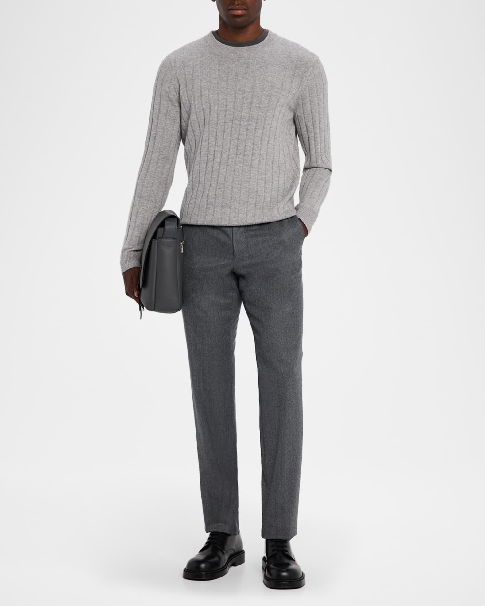 Men's Wool and Cashmere Ribbed Crewneck Sweater Product Image