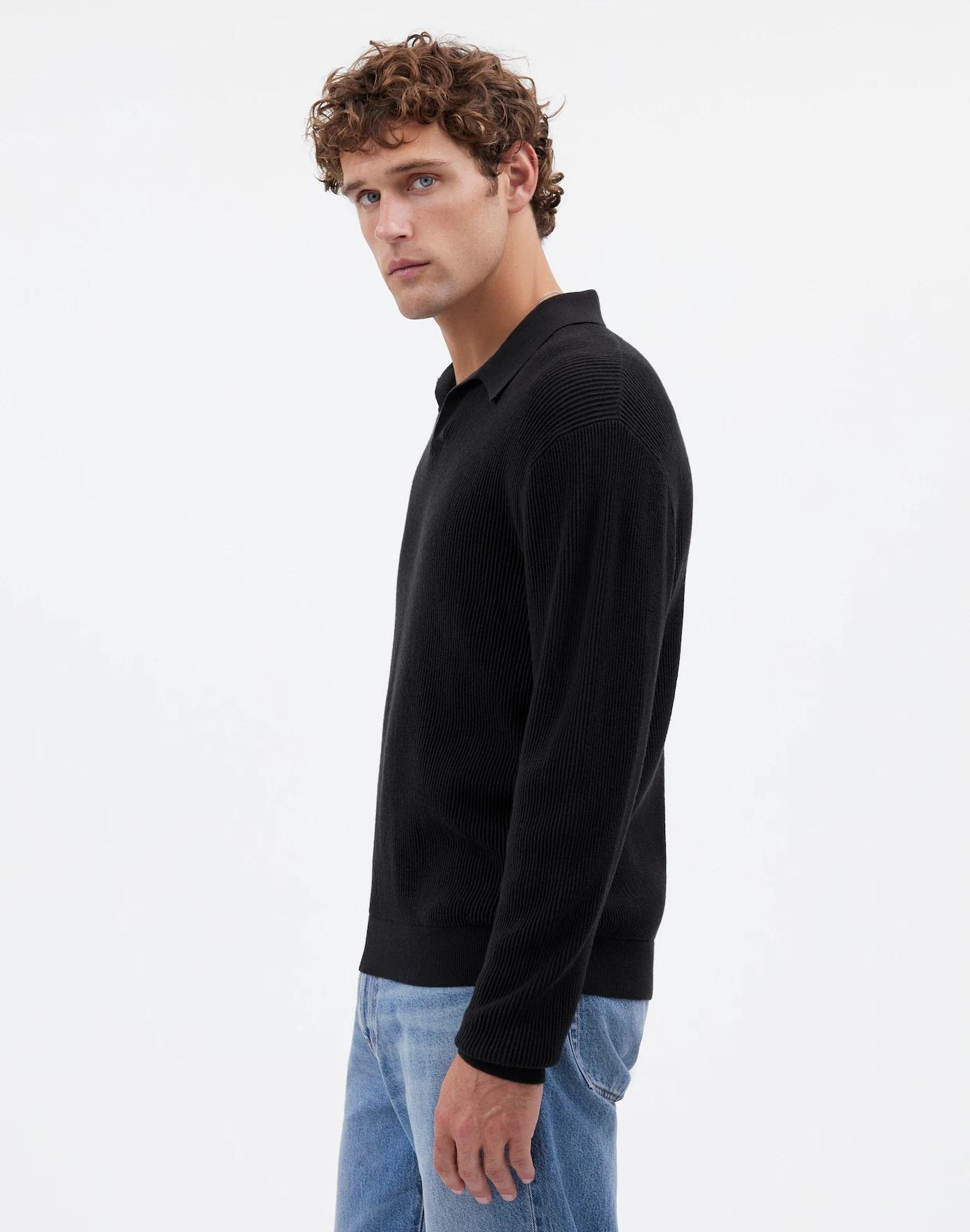 Johnny-Collar Sweater Polo Shirt in Merino Wool Product Image