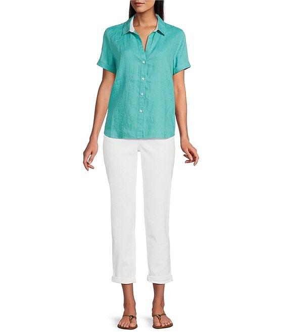 Tommy Bahama Point Collar Short Sleeve Button Front Top Product Image