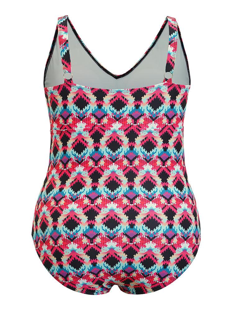 Geometric Print Cut Out Twist Front One Piece Swimsuit Female Product Image