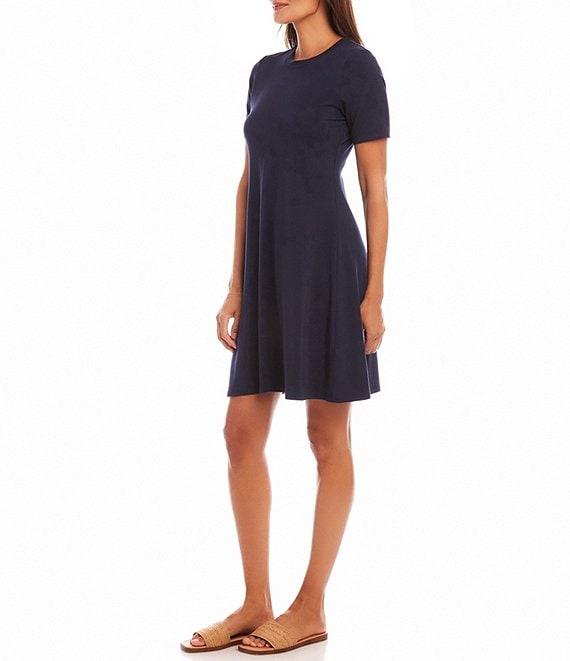 Karen Kane Knit Crew Neck Short Sleeve A-Line Dress Product Image