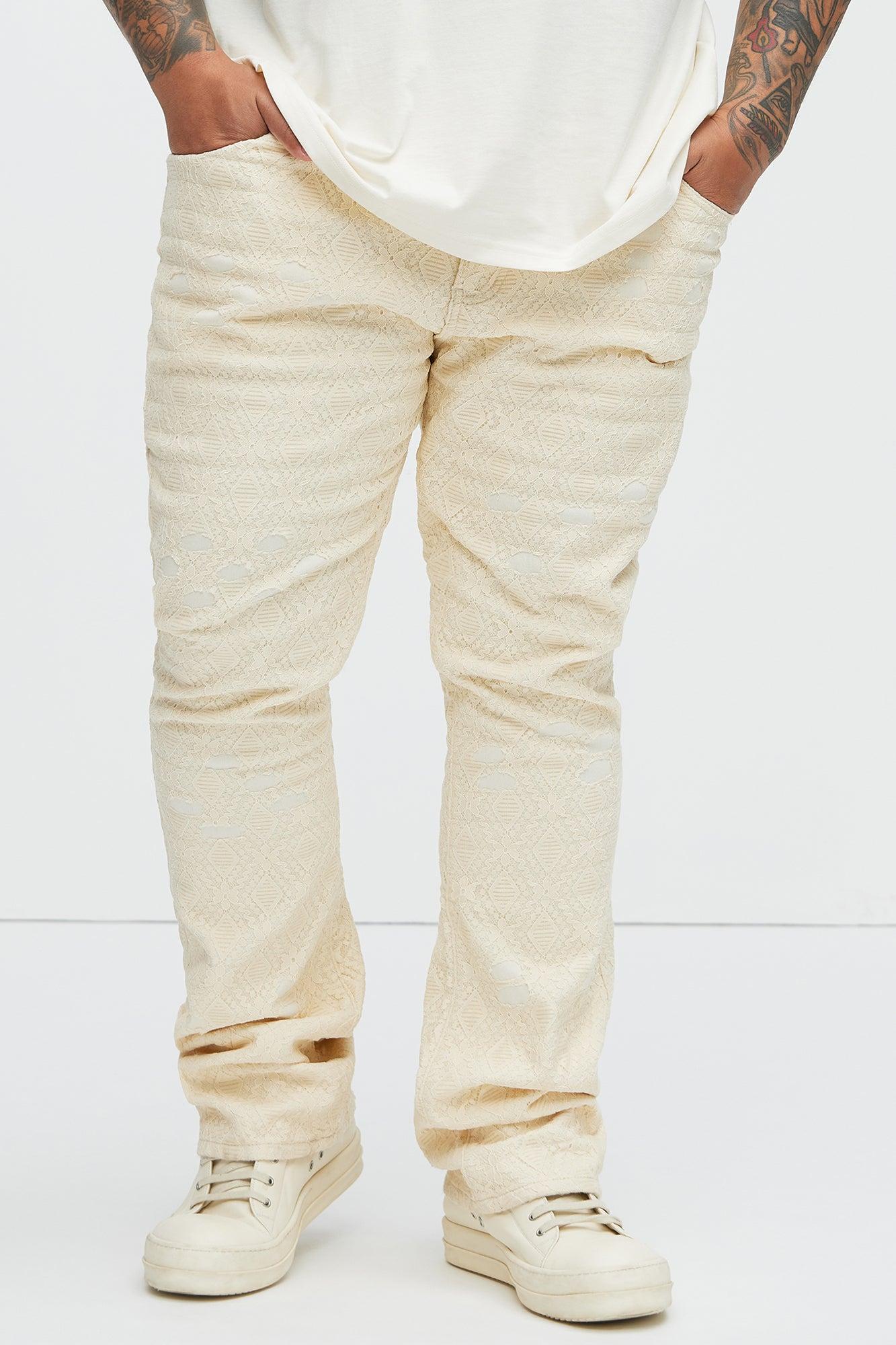 No Trace Just Lace Stacked Skinny Flare Pants - Off White Product Image