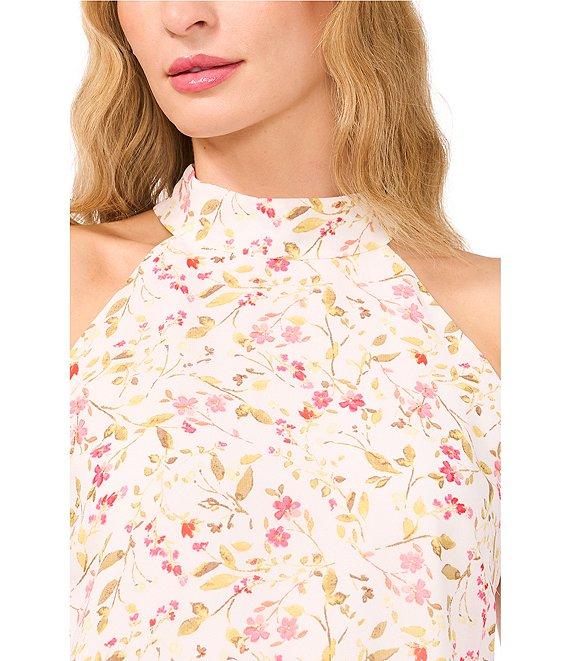 CeCe Floral Print Halter Neck Sleeveless Tank Product Image