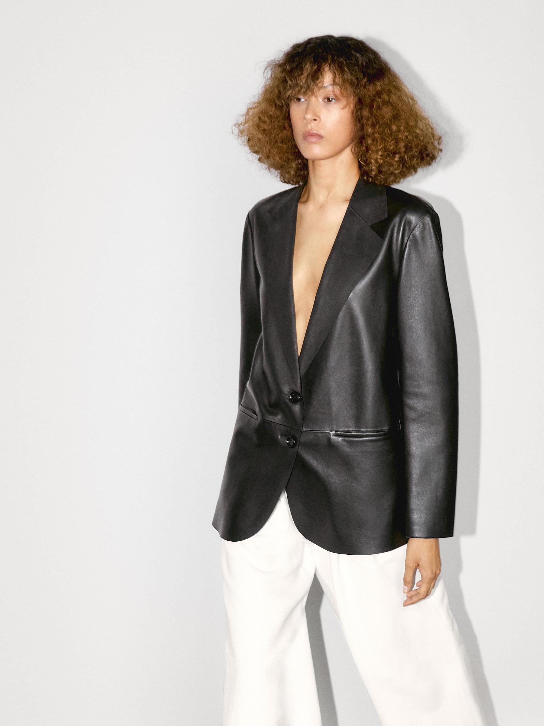 Flowing nappa leather blazer Product Image