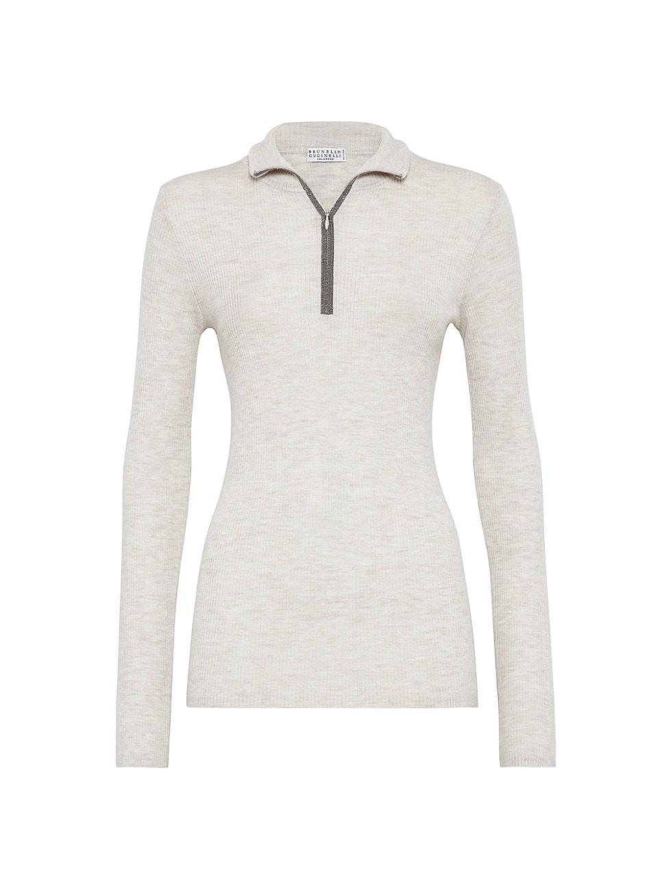 Womens Virgin Wool and Cashmere Rib Lightweight Sweater Product Image